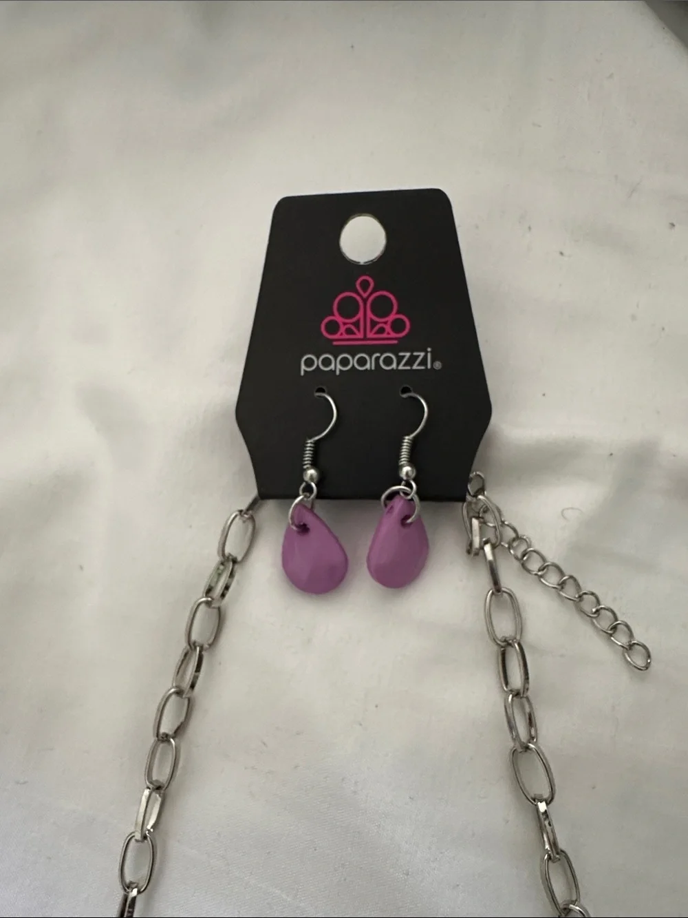 paparazzi Lavender Cluster Teardrop Necklace with Matching Earrings
